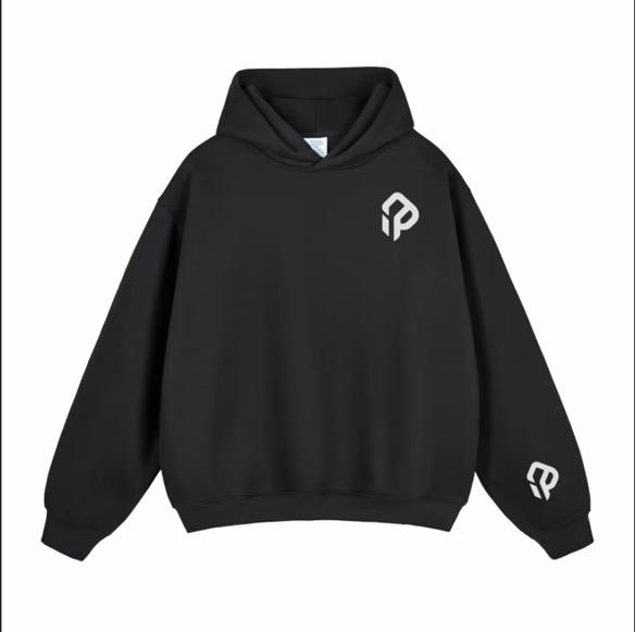 Black Embroidered Hoodie